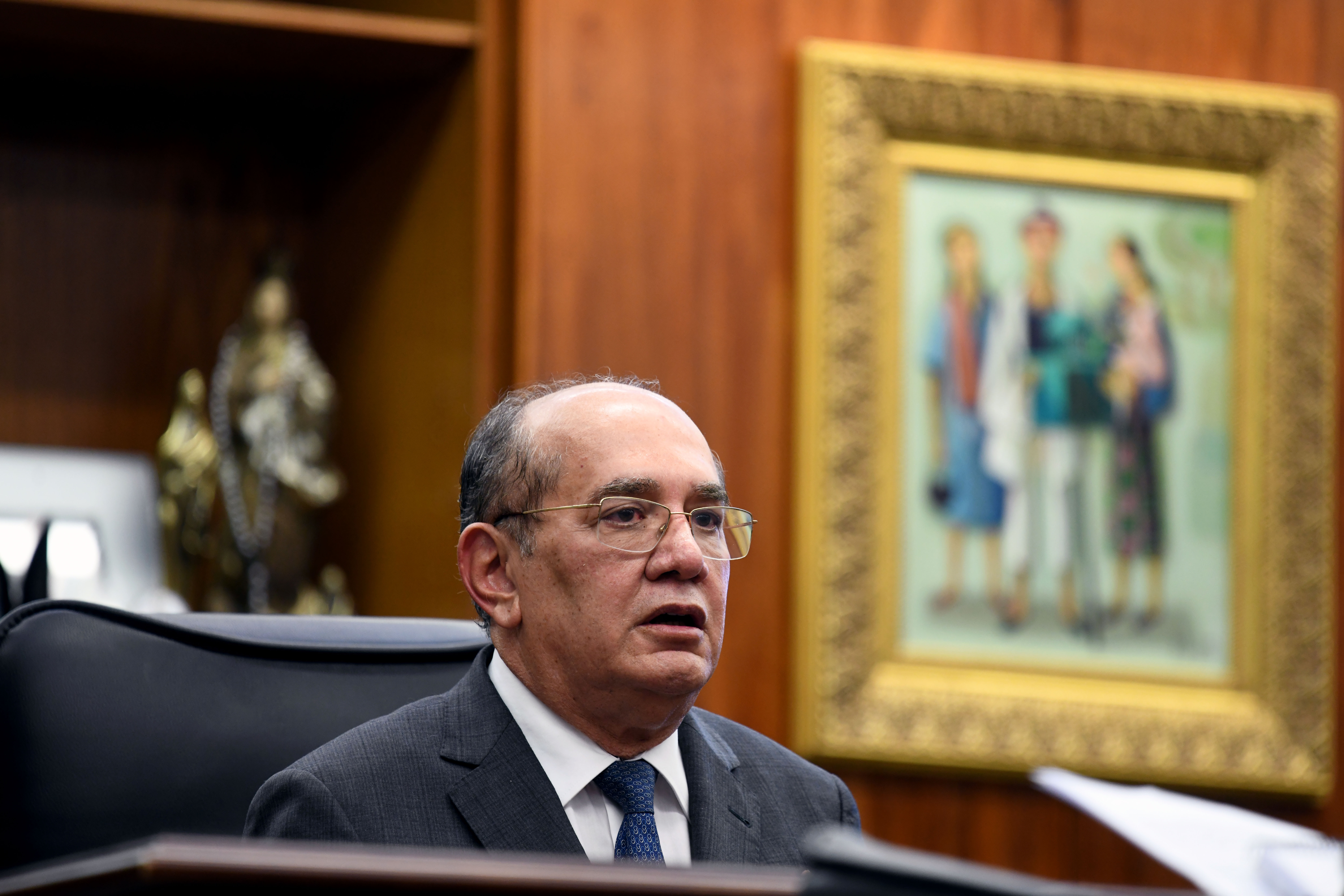 Ministro do STF Gilmar Mendes em seu gabinete em Brasília, em 15 de outubro de 2019