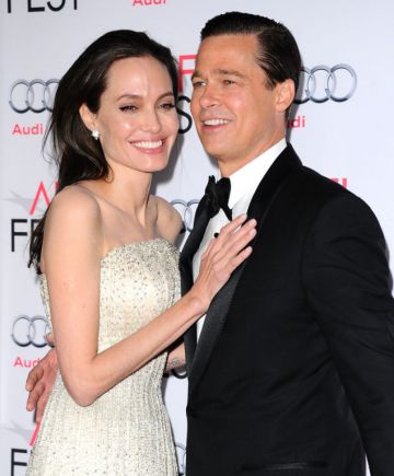 Angelina Jolie e Brad Pitt na apresentação de 'À Beira Mar'.