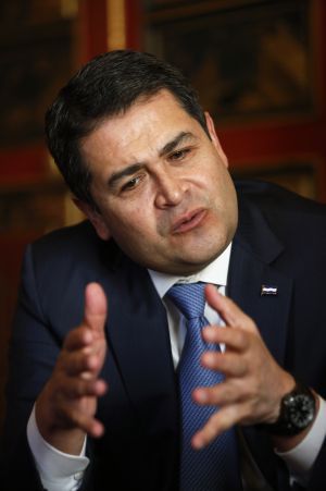 Juan Orlando Hernández, during the interview in Madrid.