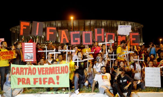 Manifestantes contra a Copa em Brasília.